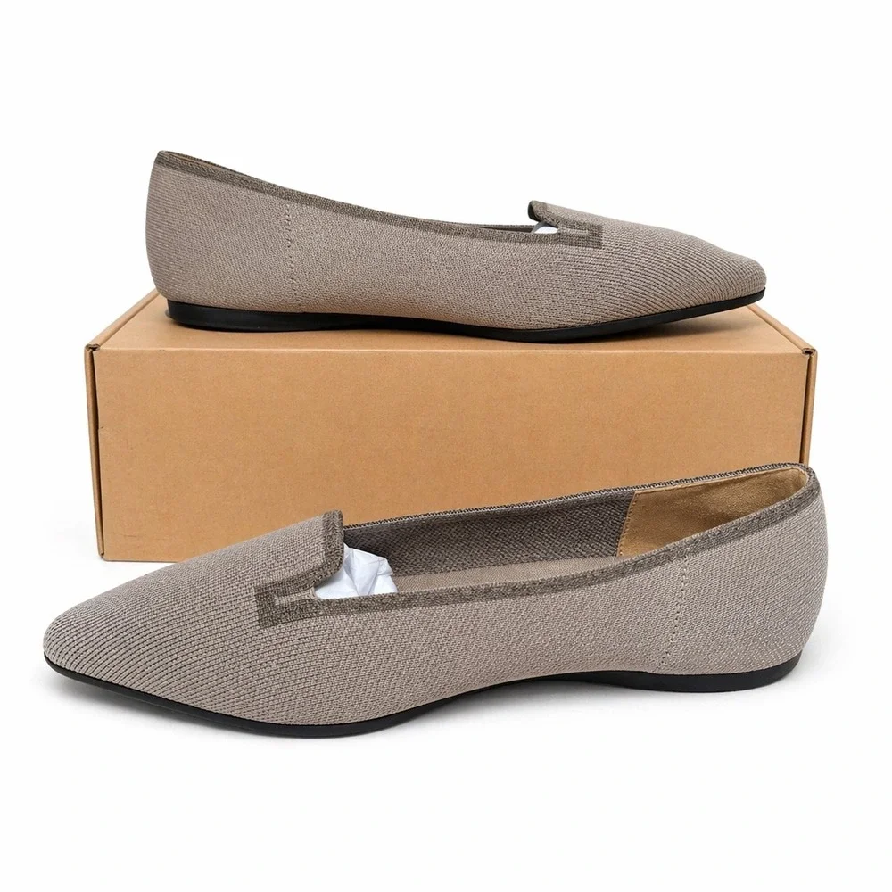 VIVAIA Manon Pointed-Toe Knit Flats Cloud Grey | EU 42 / US 10.5